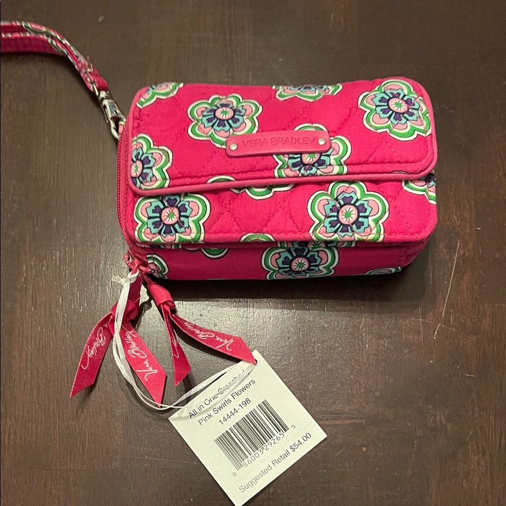Vera Bradley Pink Quilted Wristlet with Medallion Pattern